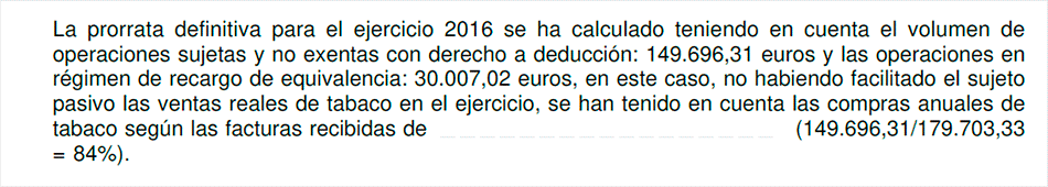 Cálculo regla prorrata indebida