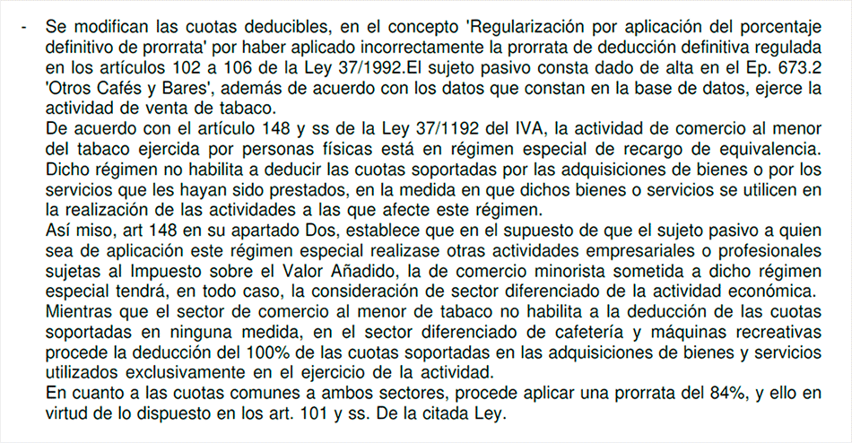 regla prorrata indebida: falsa doble actividad